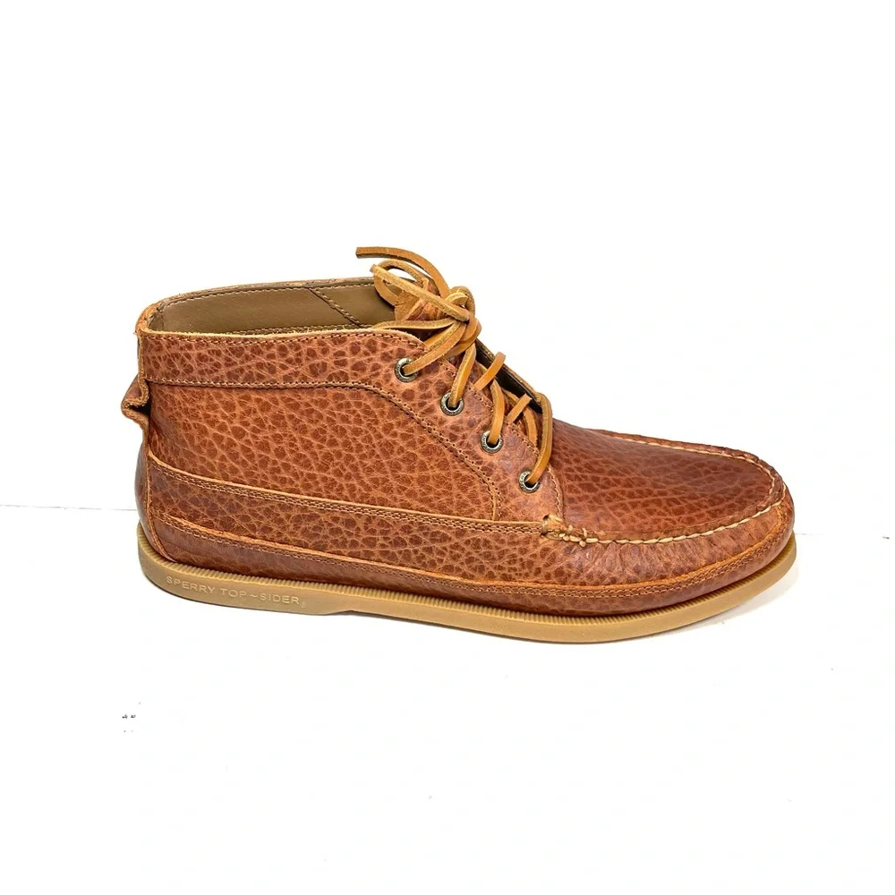Sperry A/O Mens Boat Chukka Boots‎ Brown Distressed Leather